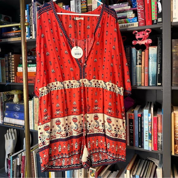 Spell Desert Wanderer Boho Playsuit Sunset Red Print NWT...